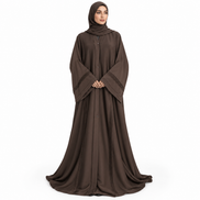 Chocolate Brown Pleated Abaya | Underbudget Abaya