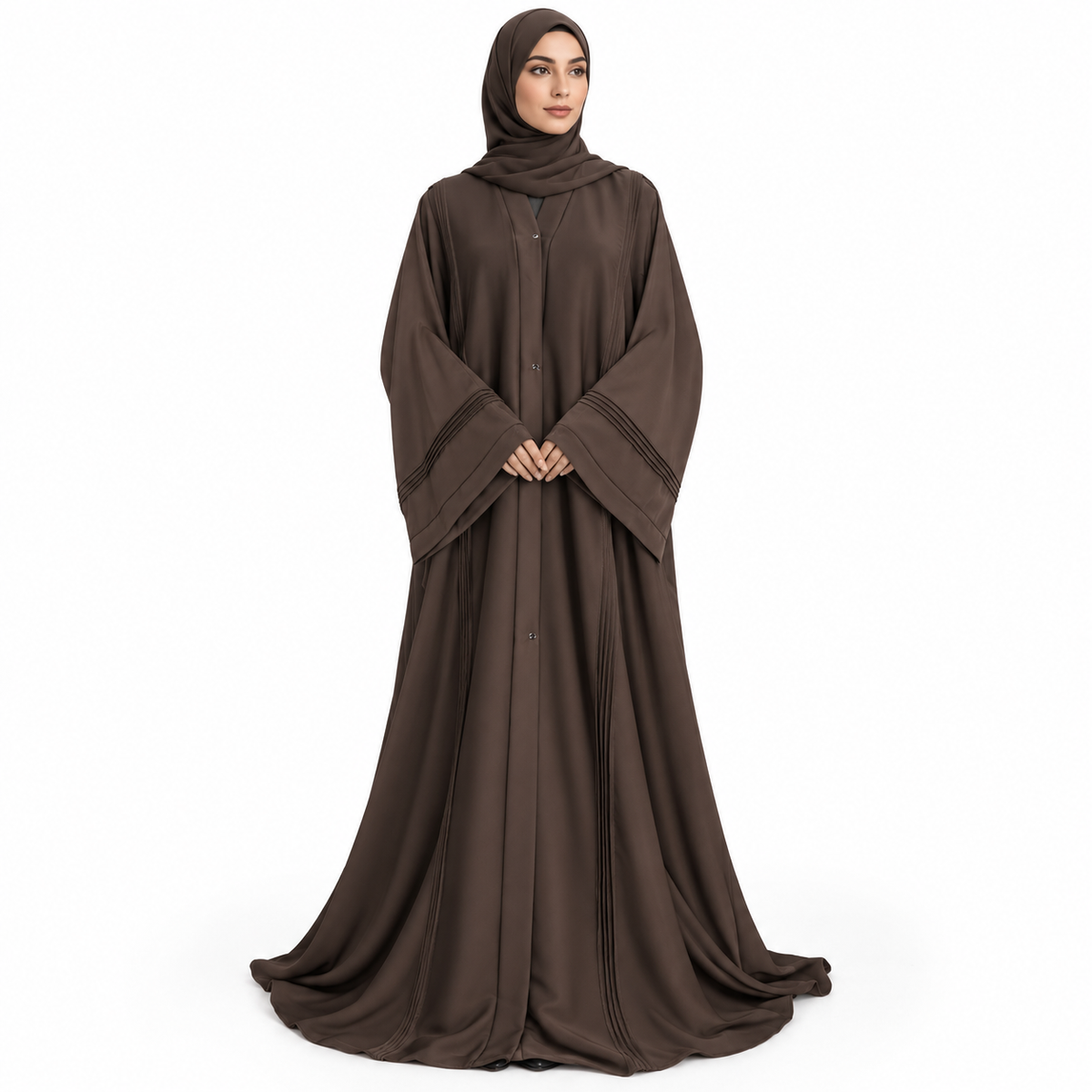 Chocolate Brown Pleated Abaya | Underbudget Abaya