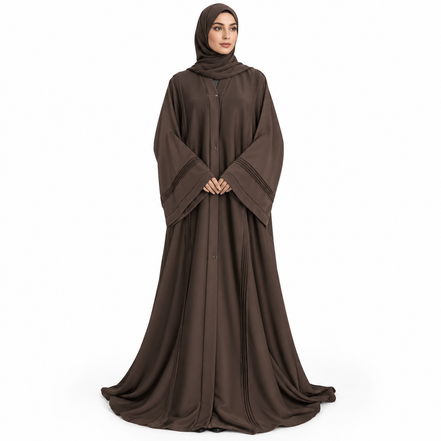 Chocolate Brown Pleated Abaya | Underbudget Abaya
