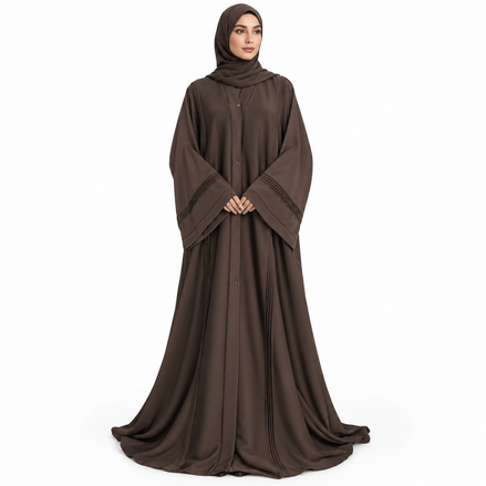 Chocolate Brown Pleated Abaya | Underbudget Abaya