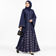 Navy Blue Embroidered and DMC stone Embellished Abaya
