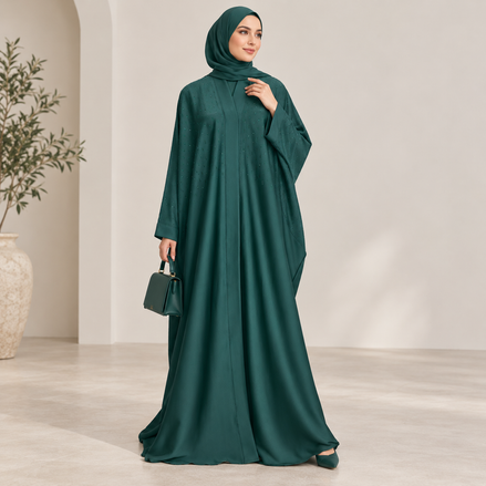 Emrald Green Abaya with diamante Detailing