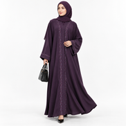 Deep Purple Beaded Abaya