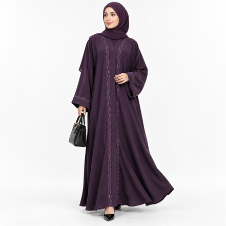 Deep Purple Beaded Abaya