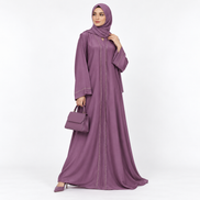 Mauve pink Diamantes Abaya| Premium Abaya