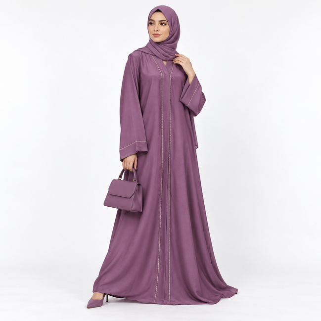 Mauve pink Diamantes Abaya| Premium Abaya