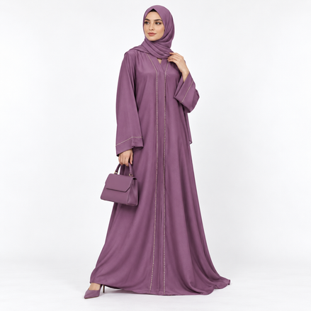 Mauve pink Diamantes Abaya| Premium Abaya
