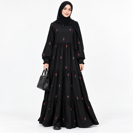 Flowy Black Tiered Maxi Dress