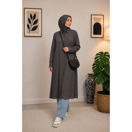 Chocolate Brown collared Modest Shirt