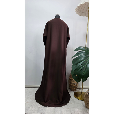 Brown Modest Dress with Matching Hijab – Elegant Maxi Abaya