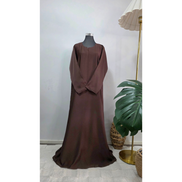 Brown Modest Dress with Matching Hijab – Elegant Maxi Abaya