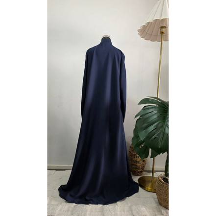 Navy Blue Embroidered Abaya with Matching Embroidered Hijab