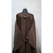 Brown Embellished Abaya with Matching Hijab