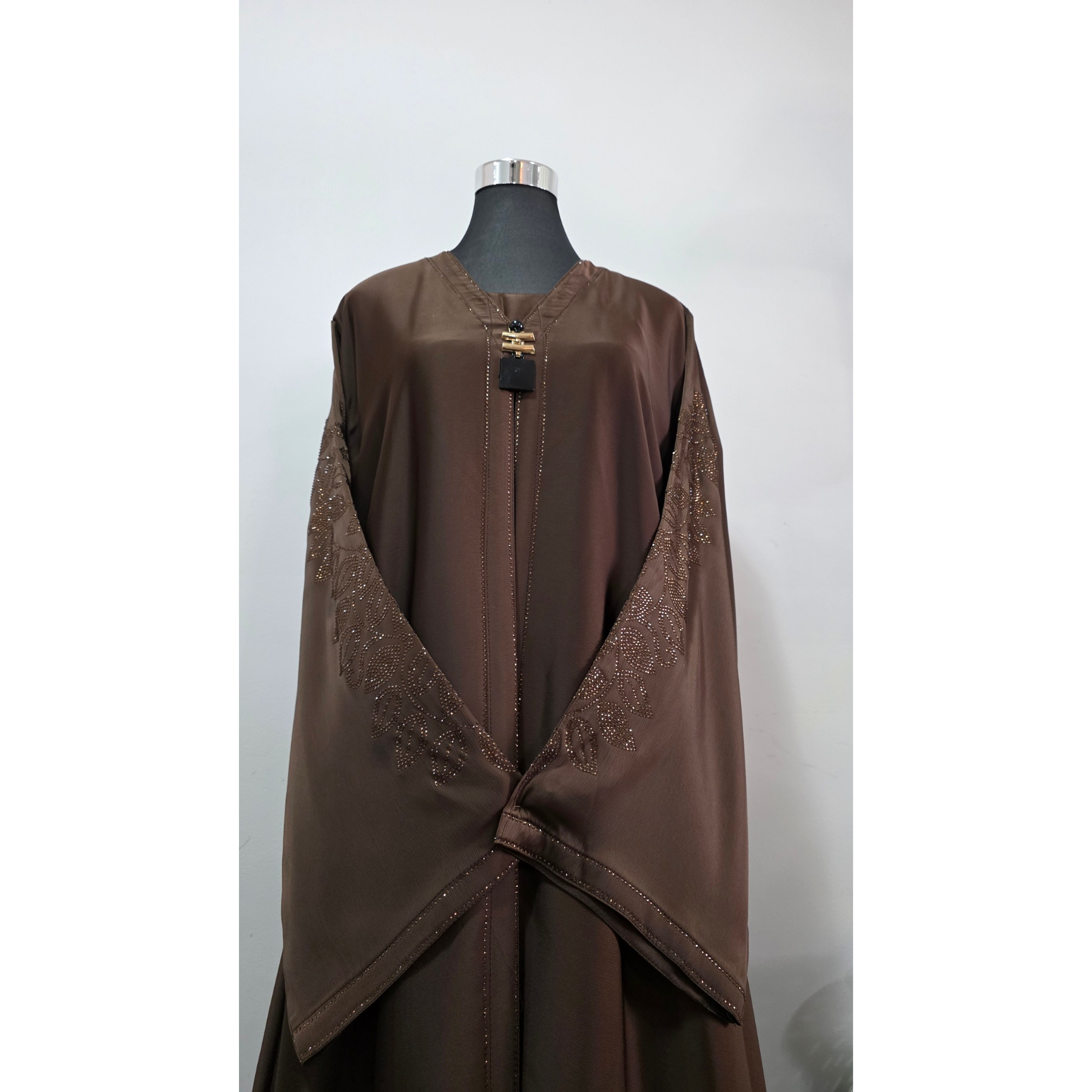 Brown Embellished Abaya with Matching Hijab
