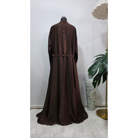 Brown Embellished Abaya with Matching Hijab