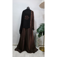 Brown Embellished Abaya with Matching Hijab