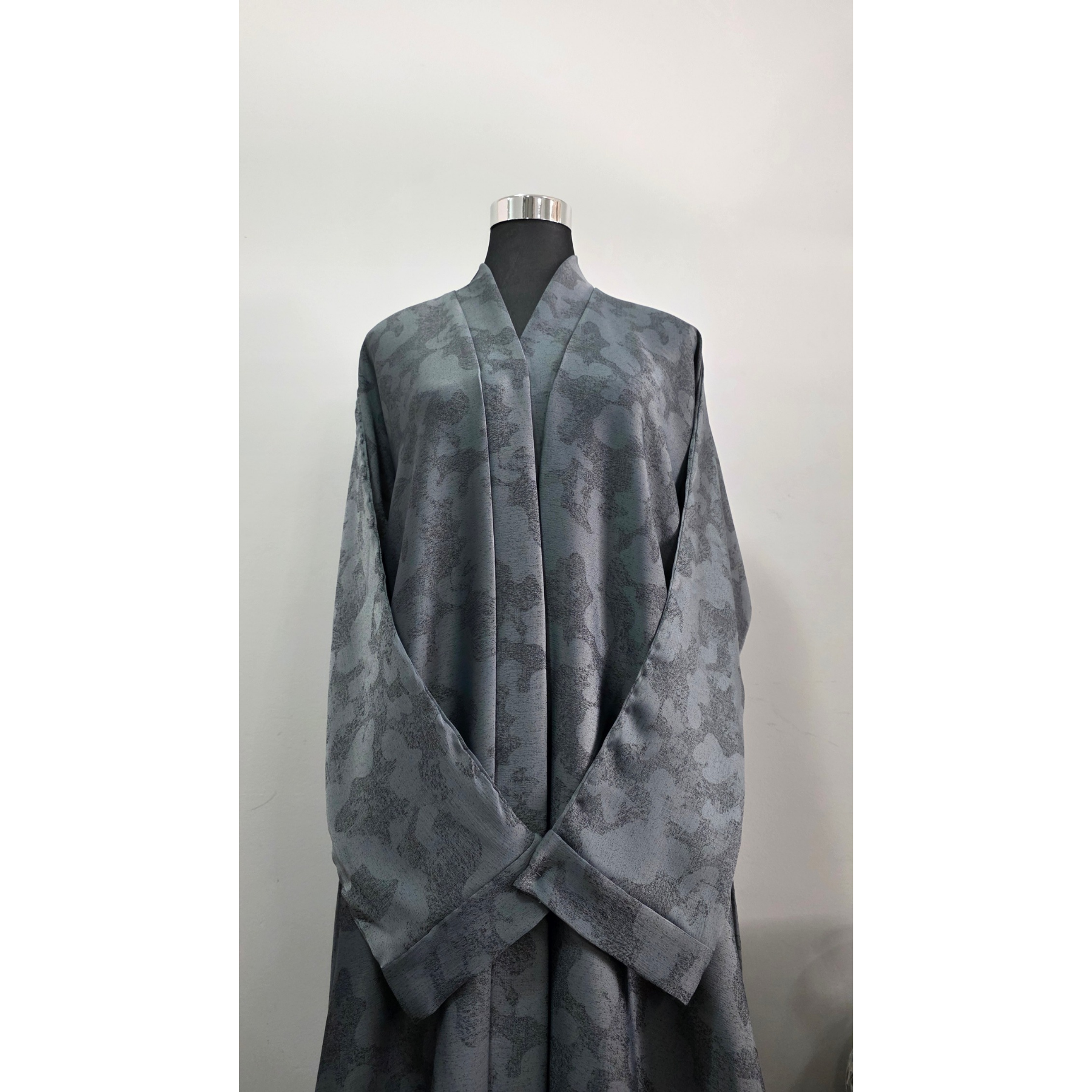 Grey Printed Abaya with Subtle Pattern