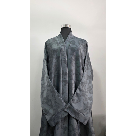 Grey Printed Abaya with Subtle Pattern