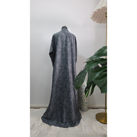 Grey Printed Abaya with Subtle Pattern