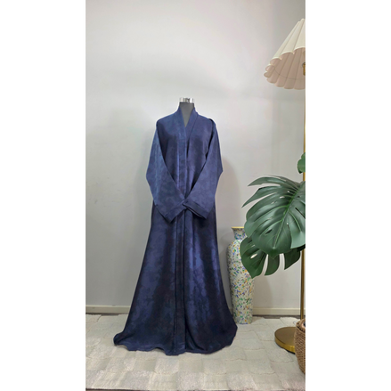 Blue Printed Abaya with Subtle Pattern