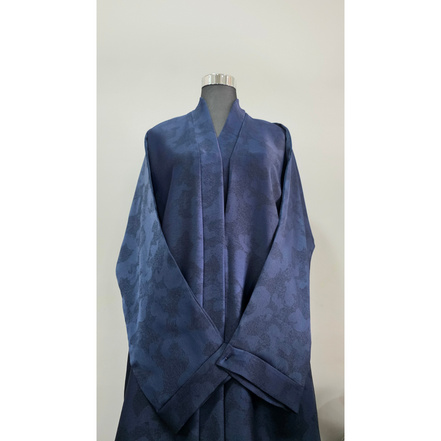 Blue Printed Abaya with Subtle Pattern