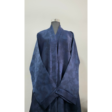 Blue Printed Abaya with Subtle Pattern