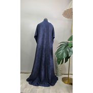 Blue Printed Abaya with Subtle Pattern