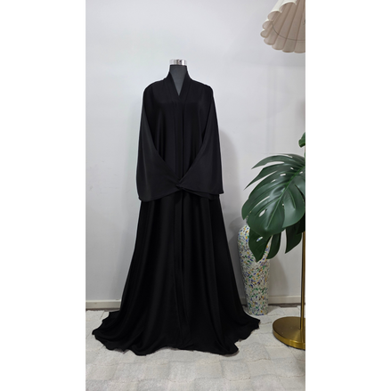 Black Satin Abaya with wide sleeves