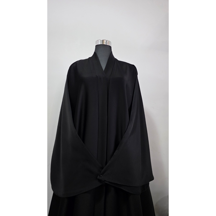 Black Satin Abaya with wide sleeves