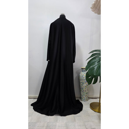 Black Satin Abaya with wide sleeves
