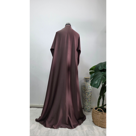 Taupe abaya with Embroidered sleeves