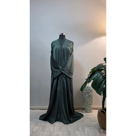 Green Beaded Abaya| Luxury Modest Wear