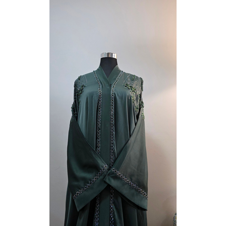 Green Beaded Abaya| Luxury Modest Wear
