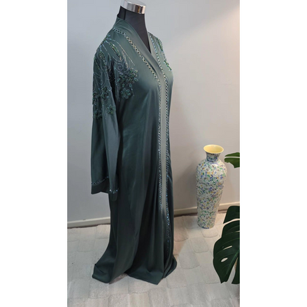Green Beaded Abaya| Luxury Modest Wear