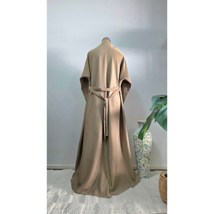 Beige Embroidered and DMC stone Embellished Abaya