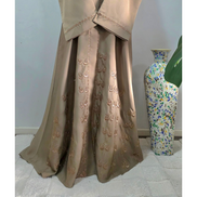 Beige Embroidered and DMC stone Embellished Abaya