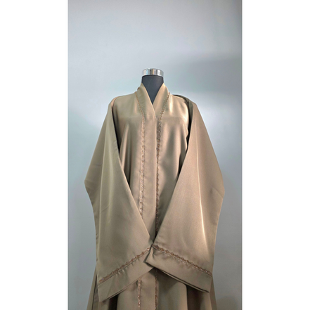 Beige Embroidered and DMC stone Embellished Abaya
