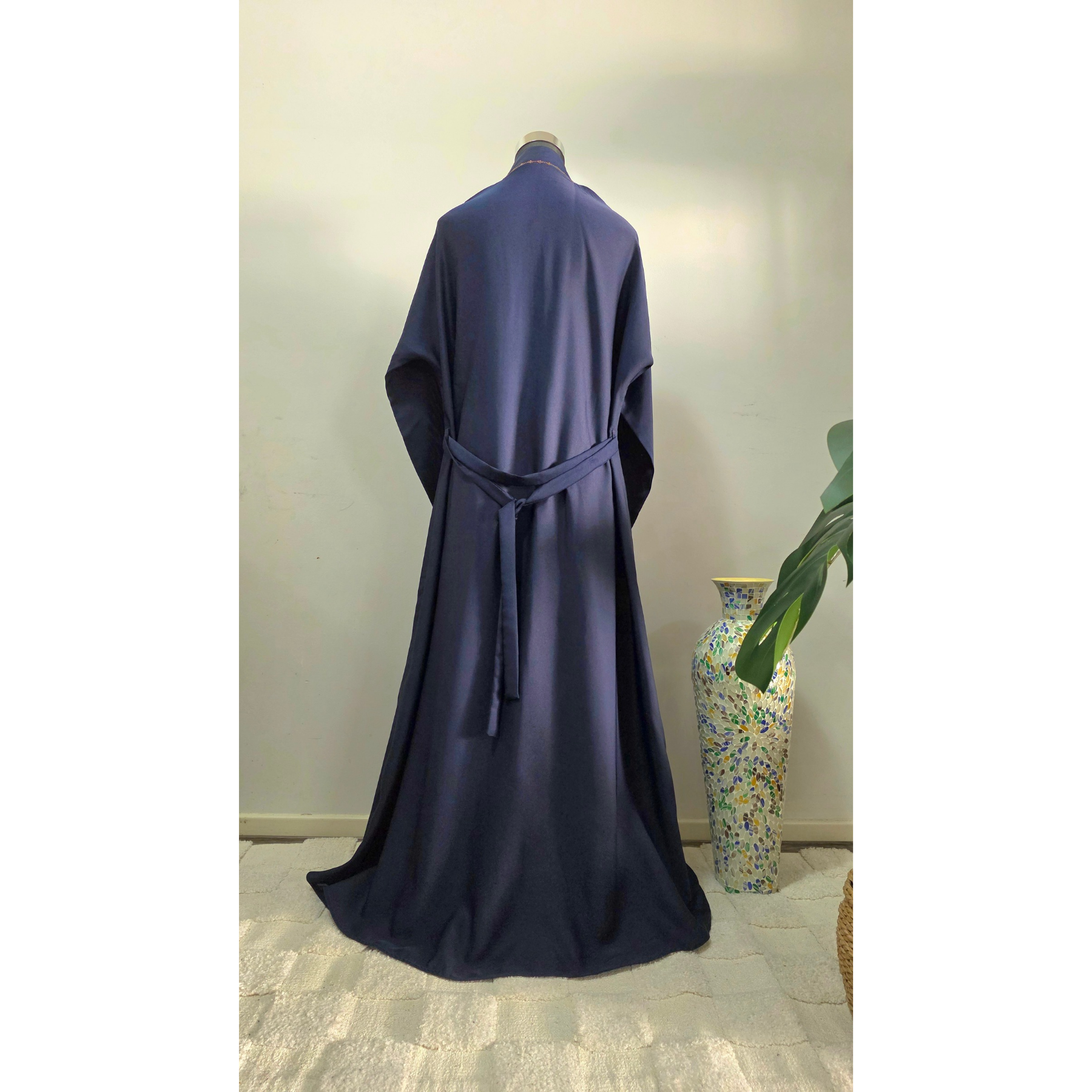 Navy Blue Embroidered and DMC stone Embellished Abaya