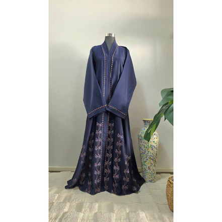 Navy Blue Embroidered and DMC stone Embellished Abaya
