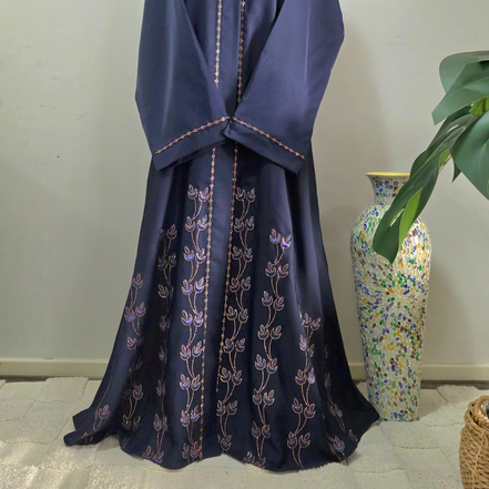 Navy Blue Embroidered and DMC stone Embellished Abaya