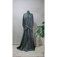 Green Stripe Satin Abaya