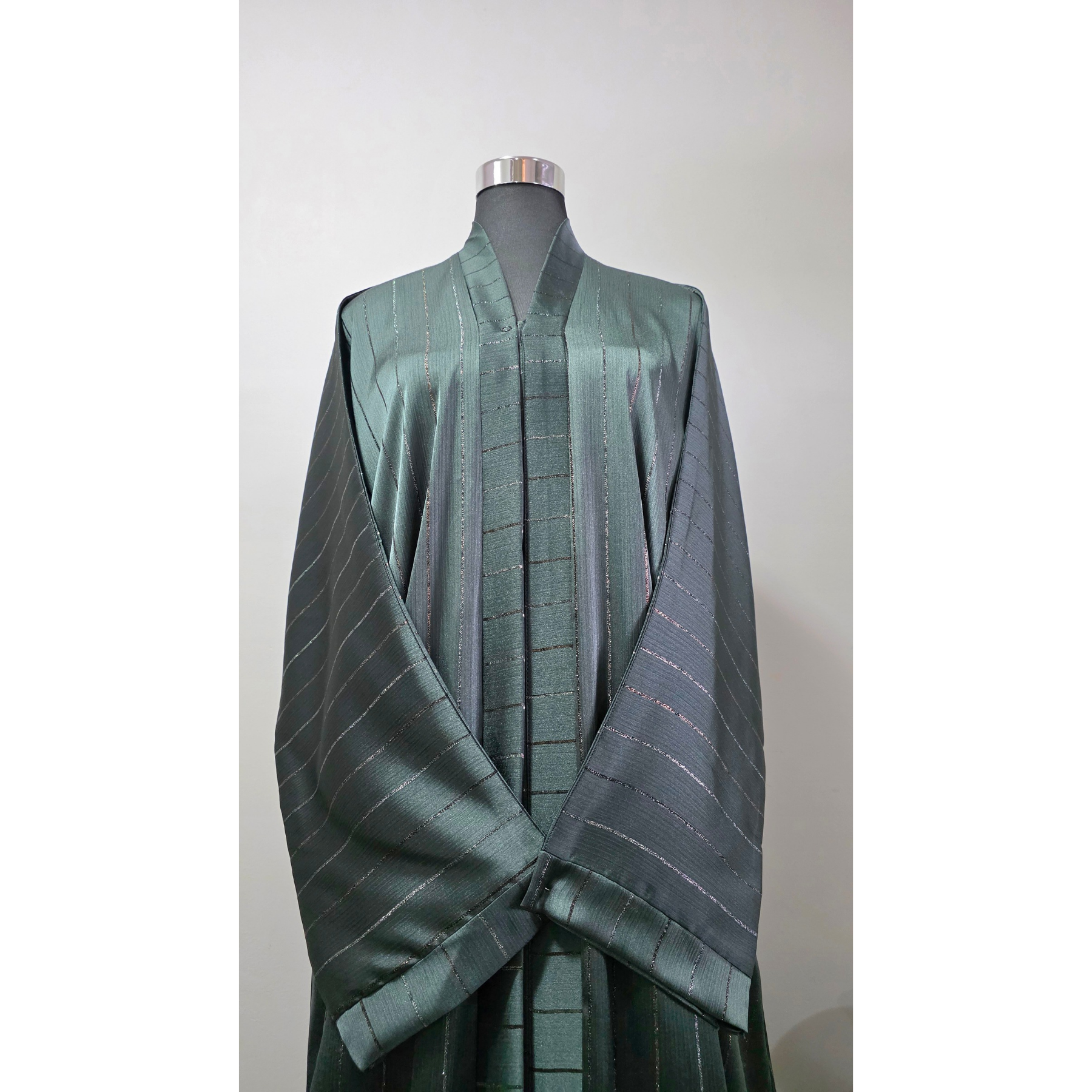 Green Stripe Satin Abaya