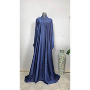 Blue Satin Abaya with DMC stone work