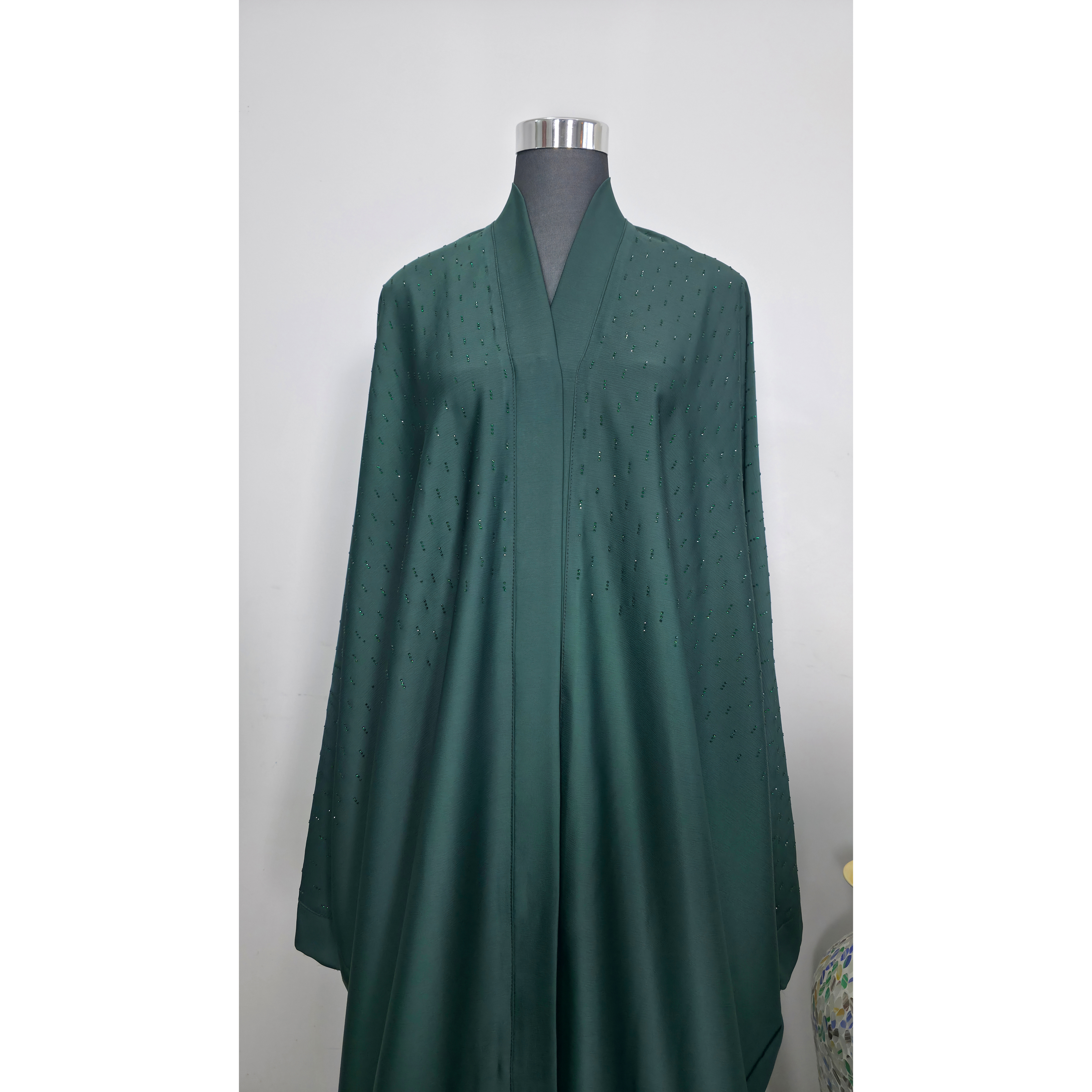 Emrald Green Abaya with diamante Detailing
