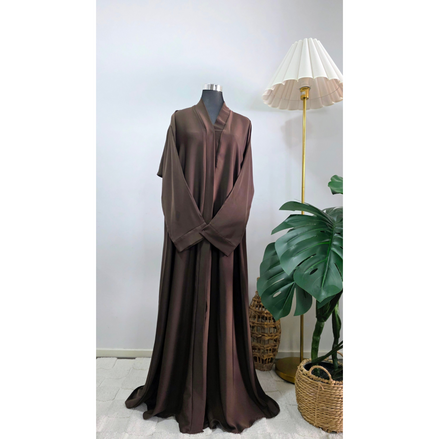 Chocolate Brown Satin Abaya