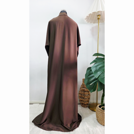 Chocolate Brown Satin Abaya