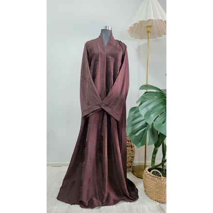 Brown self printed  Abaya – Full Length Modest Dress