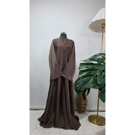 Brown Satin Dress with subtle diamante detailing
