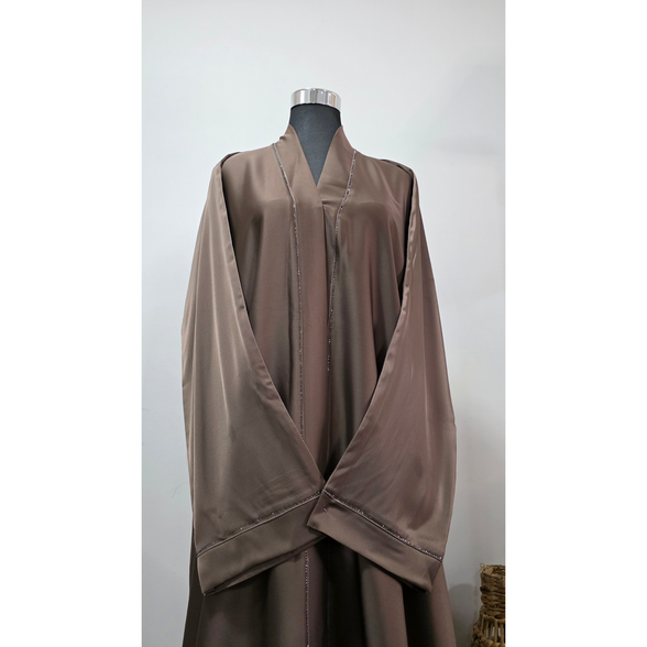 Brown Satin Dress with subtle diamante detailing