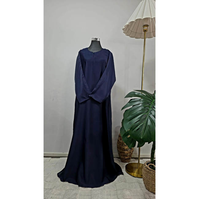 Navy Blue Modest Dress with Matching Hijab – Elegant Maxi Abaya